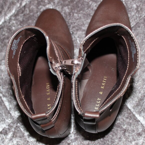 Kelly & Katie Brown Ankle Boots with Gold Side Buckle - Picture 15 of 16